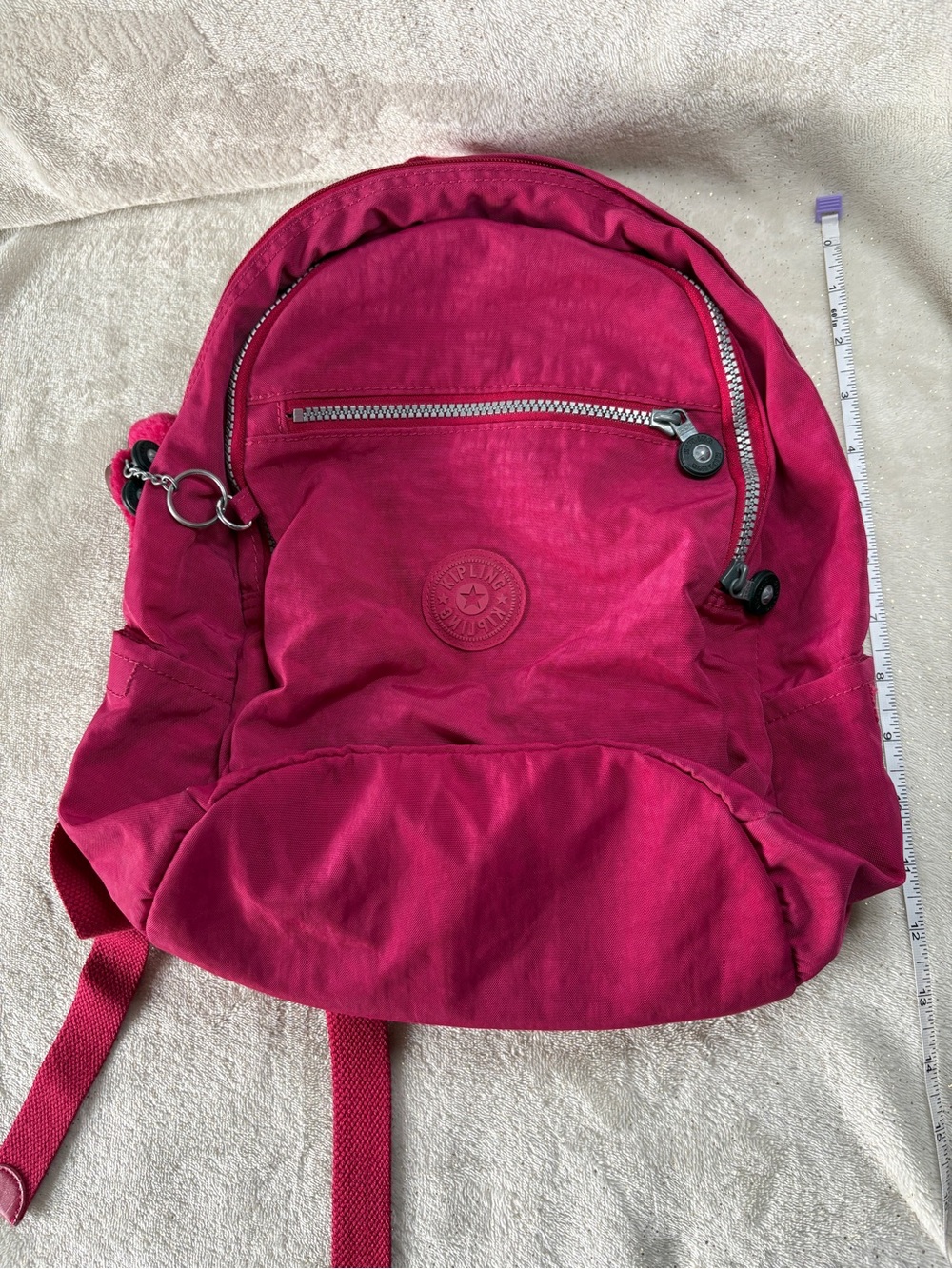 Vintage Kipling Pink Nylon Backpack w/ Original Monkey Charm